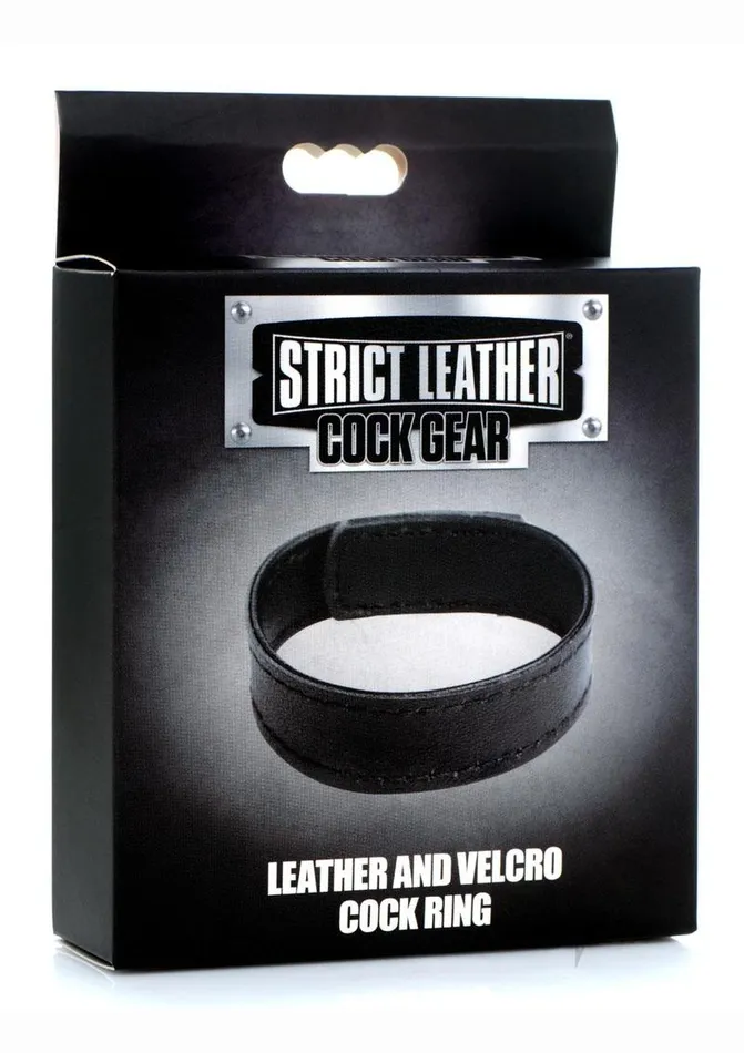 Male Sex Toys Strict Leather Cock Gear Velcro Leather Cock Ring Black