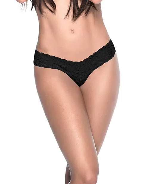 Mapale Anal Patterned Lace Thong Black MD Mapale Anal Patterned Lace Thong Black MD