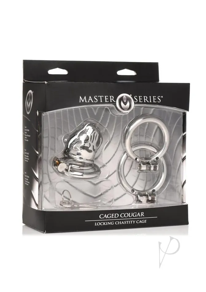 Master Series Caged Cougar Stainless Steel Locking Chastity Cage Silver Master Series Male Sex Toys Master Series Caged Cougar Stainless Steel Locking Chastity Cage Silver Master Series Male Sex Toys