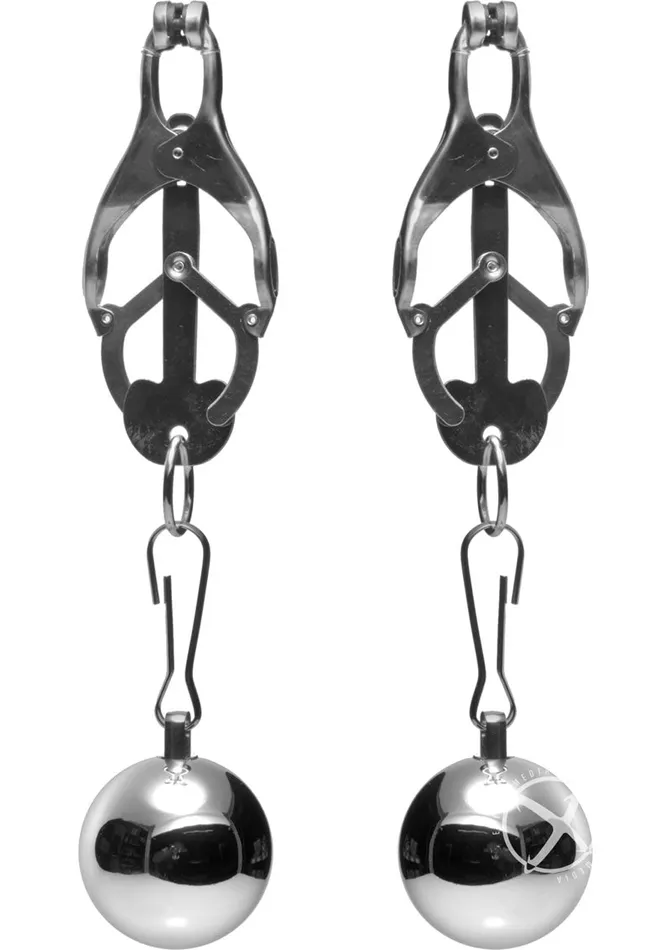 Master Series Female Sex Toys Master Series Deviant Monarch Weighted Nipple Clamps Silver