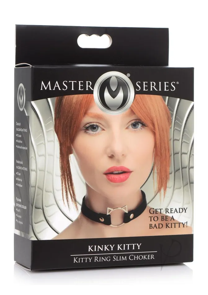 Master Series Kinky Kitty Adjustable Ring Choker Slim Black Master Series Male Sex Toys Master Series Kinky Kitty Adjustable Ring Choker Slim Black Master Series Male Sex Toys