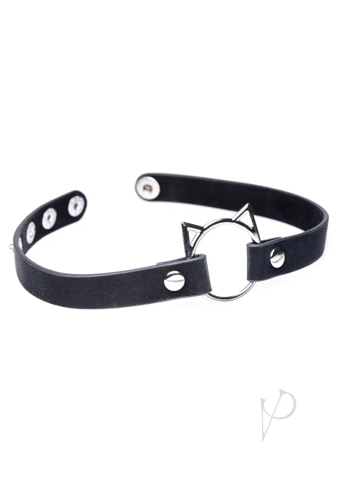Master Series Kinky Kitty Adjustable Ring Choker Slim Black Master Series Male Sex Toys
