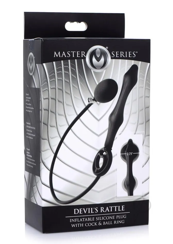 Master Series Male Sex Toys Master Series Devils Rattle Inflatable Silicone Plug with Cock Ring Black Master Series Male Sex Toys Master Series Devils Rattle Inflatable Silicone Plug with Cock Ring Black