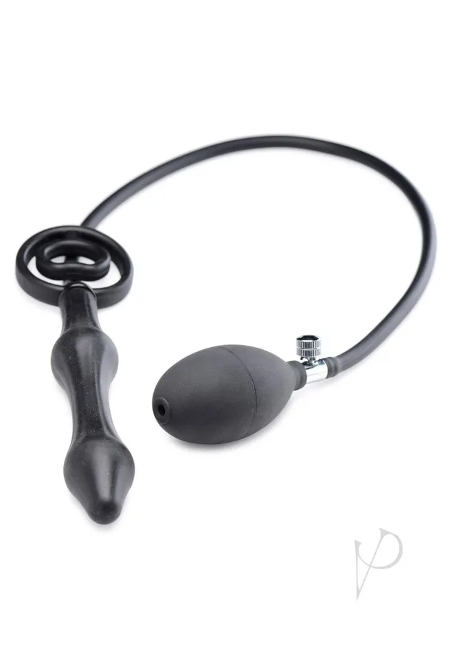 Master Series Male Sex Toys Master Series Devils Rattle Inflatable Silicone Plug with Cock Ring Black