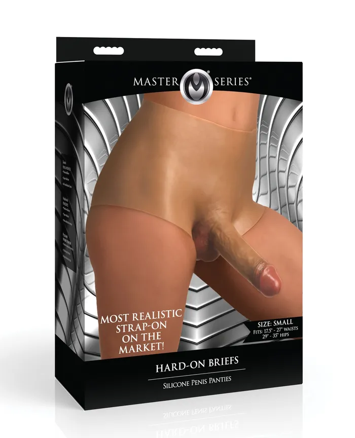 Master Series Male Sex Toys Master Series HardOn Briefs Silicone Penis Panties Large Caramel