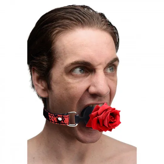 Master Series Silicone Ball Gag with Rose Male Sex Toys