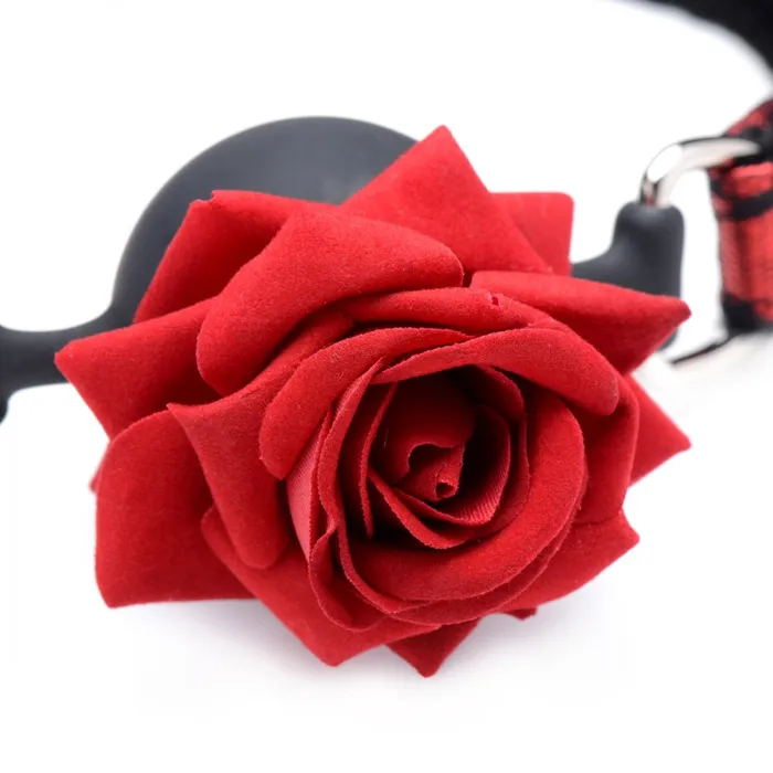 Master Series Silicone Ball Gag with Rose Male Sex Toys