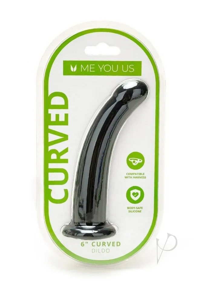 Me You Us Anal ME YOU US Black Curved Silicone Dildo 6in Black