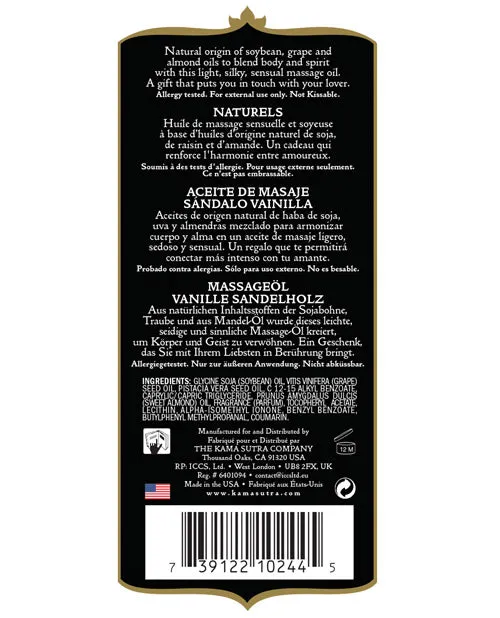 Naturals Massage Oil Couples Kama Sutra Naturals Massage Oil Vanilla Sandalwood 8oz