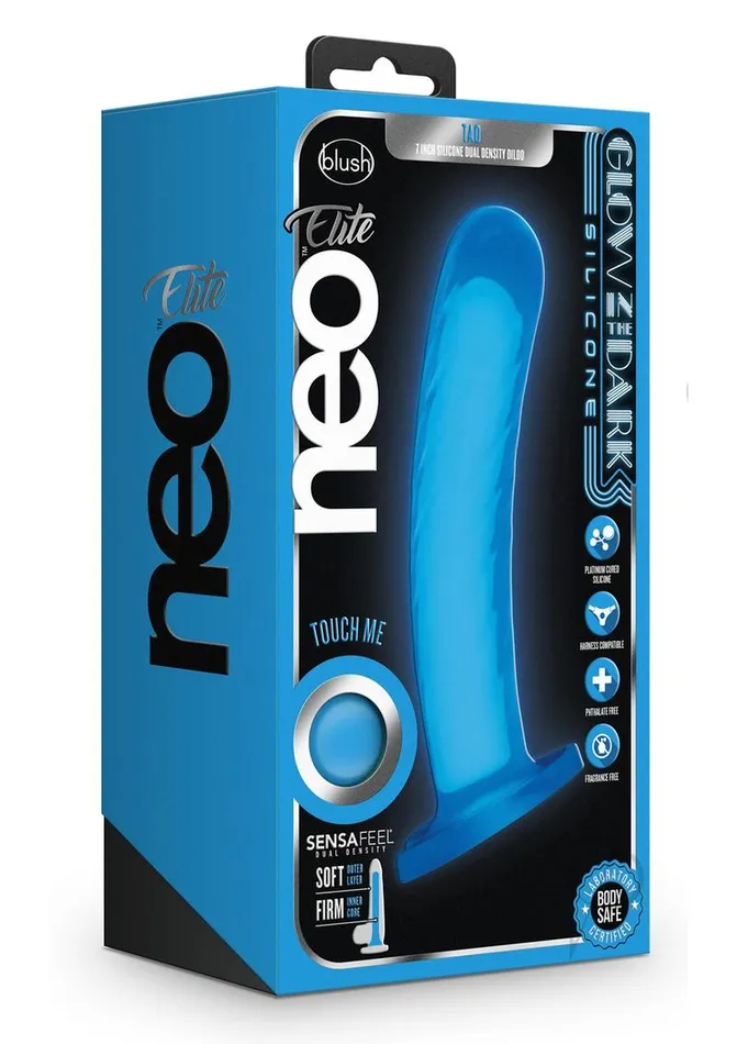 Neo Elite Female Sex Toys Neo Elite Glow In The Dark Tao Silicone Dual Dense Dildo 7in Neon Blue Neo Elite Female Sex Toys Neo Elite Glow In The Dark Tao Silicone Dual Dense Dildo 7in Neon Blue