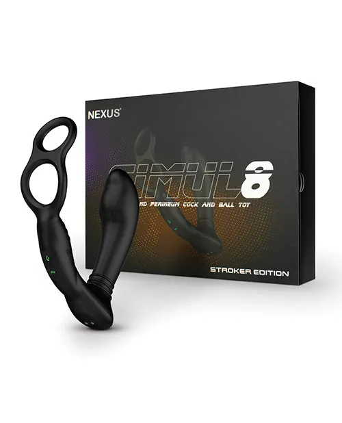 Nexus Simul8 Stroker Edition Rechargeable Silicone Dual Anal and CockBall Ring with Remote Control Black Nexus Male Sex Toys Nexus Simul8 Stroker Edition Rechargeable Silicone Dual Anal and CockBall Ring with Remote Control Black Nexus Male Sex Toys