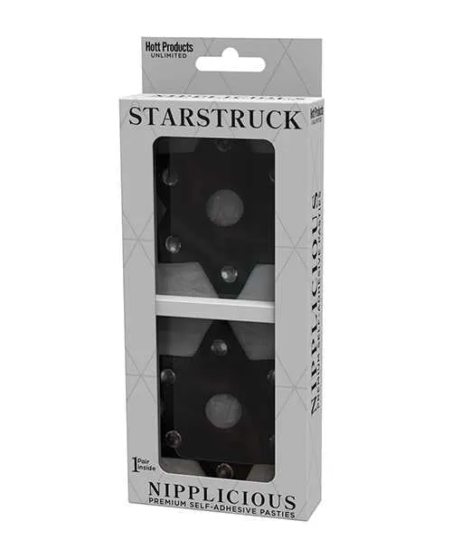 Nipplicious Restraints Nipplicious Starstruck Leather Pasties wStuds Nipple Hole Black