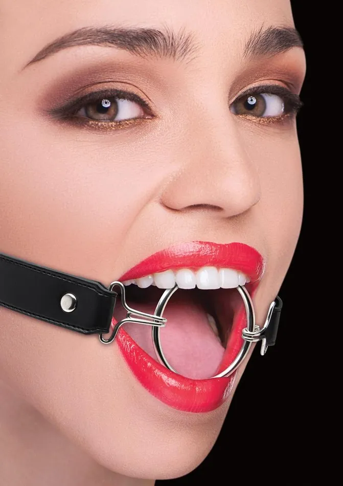 Ouch Couples Ouch Ring Gag XL with Leather Straps Black