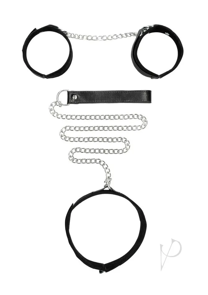 Ouch Couples Ouch Velcro Collar with Leash and Hand Cuffs Black