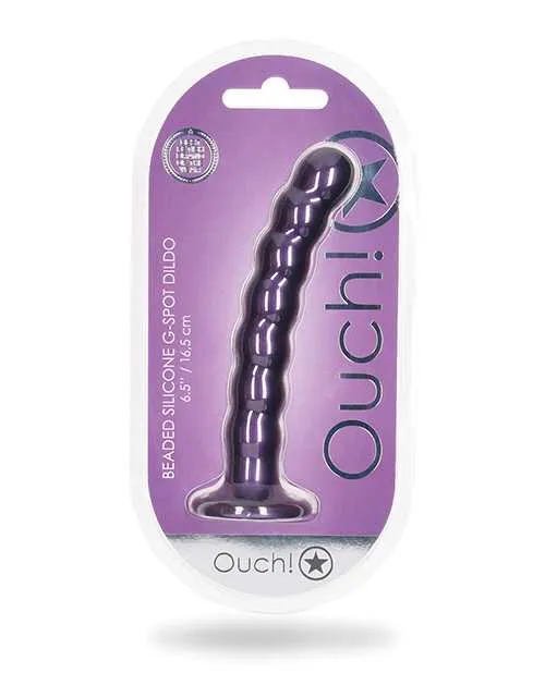 Ouch Female Sex Toys Ouch Beaded GSpot Silicone Dildo 65in Metallic Purple Ouch Female Sex Toys Ouch Beaded GSpot Silicone Dildo 65in Metallic Purple