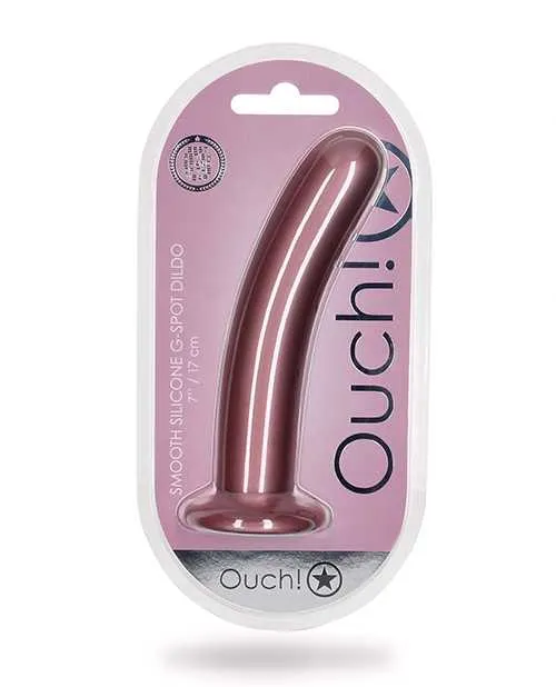Ouch Female Sex Toys Ouch Smooth GSpot Silicone Dildo 7in Metallic Rose Gold Ouch Female Sex Toys Ouch Smooth GSpot Silicone Dildo 7in Metallic Rose Gold