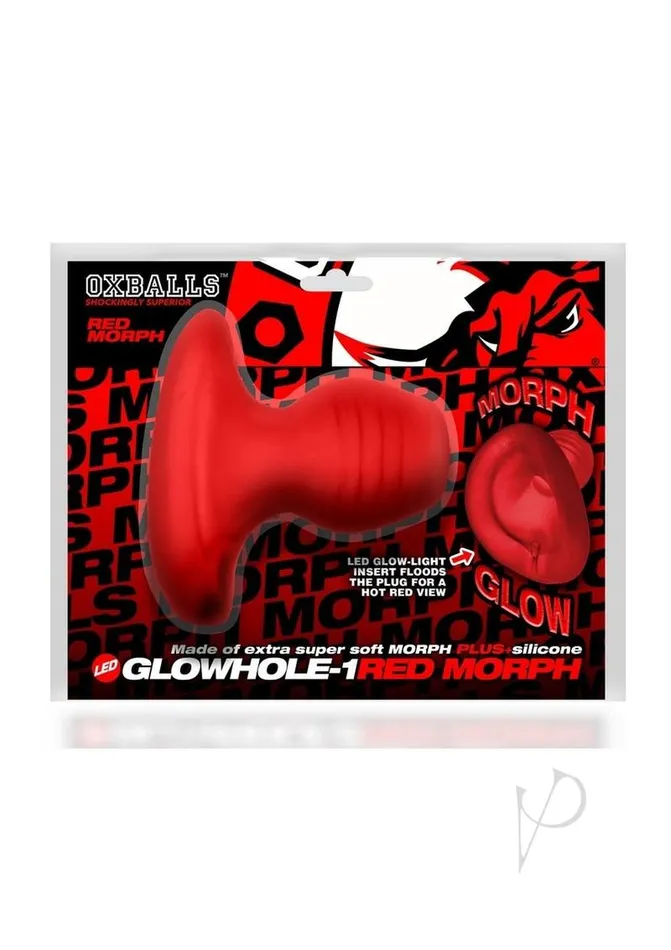Oxballs Glowhole 1 Hollow Buttplug with LED Insert Small Red Morph Male Sex Toys Oxballs Glowhole 1 Hollow Buttplug with LED Insert Small Red Morph Male Sex Toys