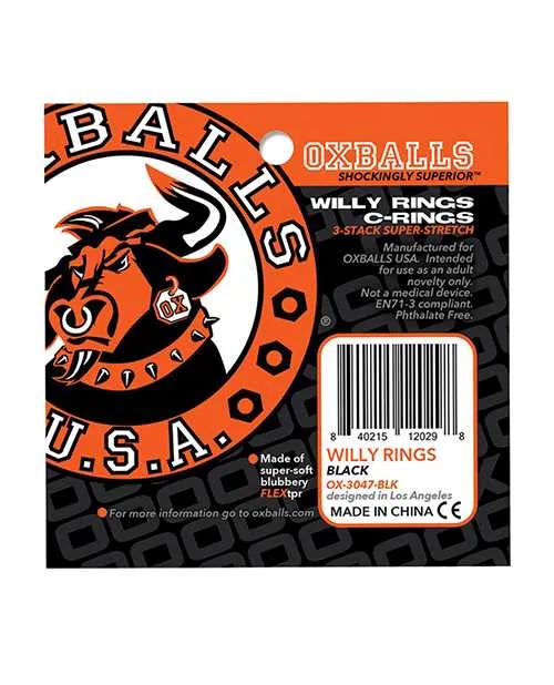 Oxballs Willy Rings Cock Ring 3 pack Black Oxballs Male Sex Toys Oxballs Willy Rings Cock Ring 3 pack Black Oxballs Male Sex Toys