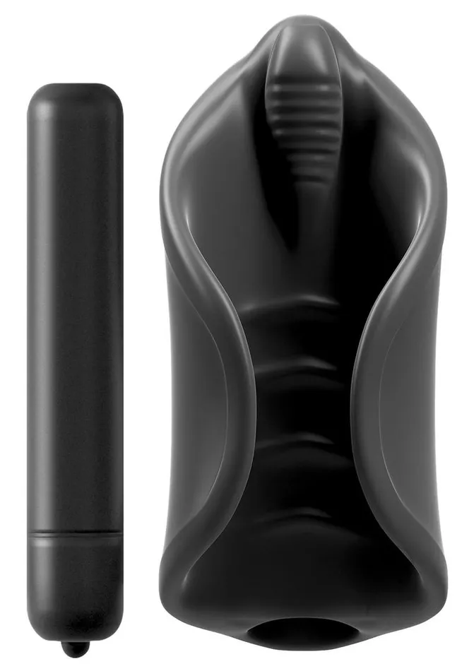 Pdx Elite Male Sex Toys PDX Elite Vibrating Silicone Stimulator Masturbator with Bullet Black