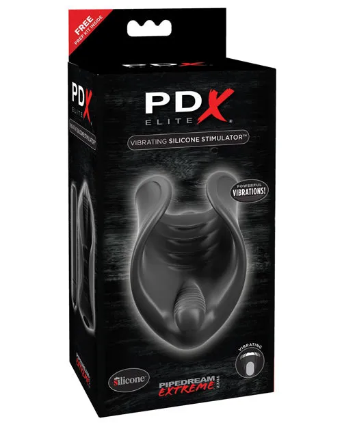 Pdx Elite Male Sex Toys PDX Elite Vibrating Silicone Stimulator Masturbator with Bullet Black