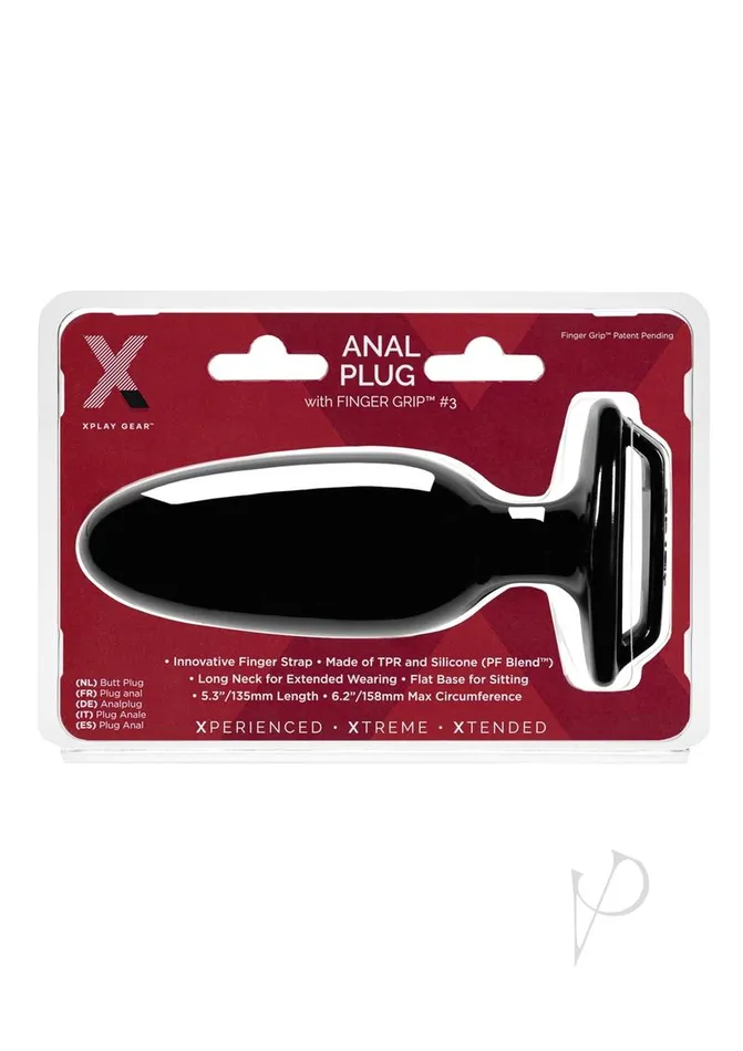 Perfect Fit The Xplay Finger Grip Plug 3L Black Anal