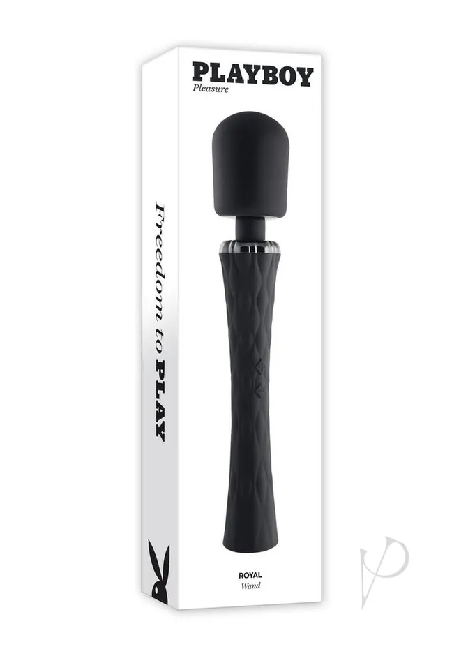 Playboy Playboy Royal Rechargeable Silicone Vibrating Massage Wand Black Female Sex Toys Playboy Playboy Royal Rechargeable Silicone Vibrating Massage Wand Black Female Sex Toys