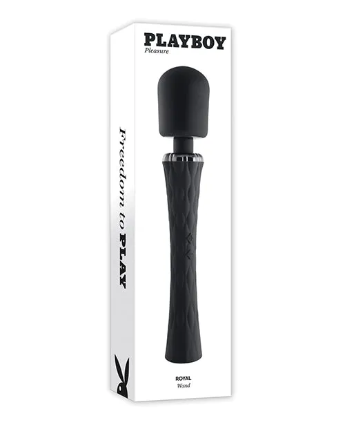 Playboy Playboy Royal Rechargeable Silicone Vibrating Massage Wand Black Female Sex Toys