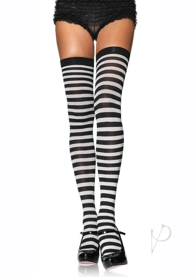 Plus Size Leg Avenue Leg Avenue Plus Size Nylon Stocking with Stripe 1X2X BlackWhite Plus Size Leg Avenue Leg Avenue Plus Size Nylon Stocking with Stripe 1X2X BlackWhite
