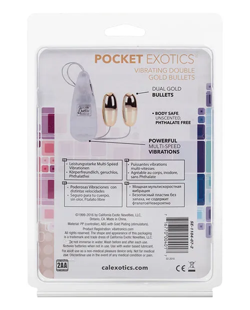 Pocket Exotics Vibrating Double Gold Bullets with Wired Remote Control Gold Pocket Exotics Female Sex Toys Pocket Exotics Vibrating Double Gold Bullets with Wired Remote Control Gold Pocket Exotics Female Sex Toys