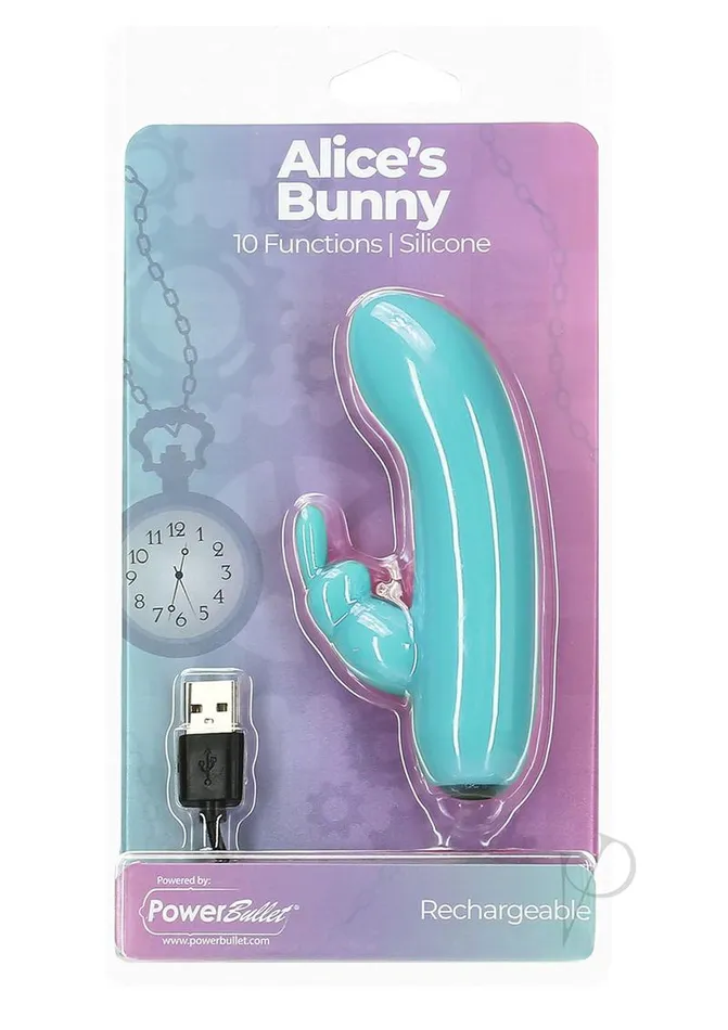 Powerbullet Female Sex Toys PowerBullet Alices Bunny Silicone Rechargeable Rabbit Vibrator Teal Powerbullet Female Sex Toys PowerBullet Alices Bunny Silicone Rechargeable Rabbit Vibrator Teal