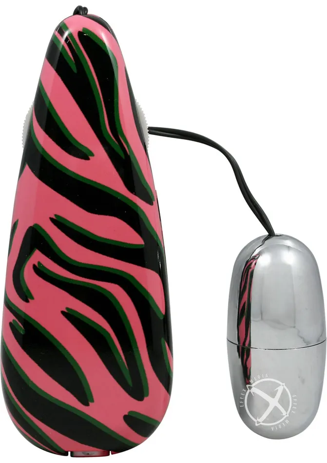 Primal Instinct Bullet with Wired Remote Control Zebra Print Pink Primal Instinct Female Sex Toys