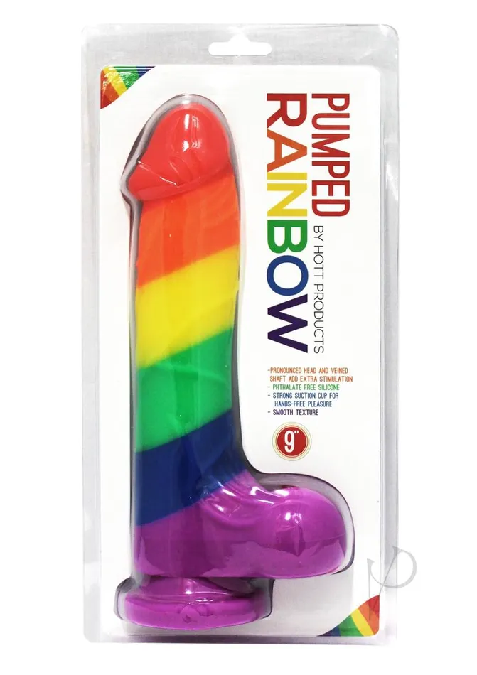 Pumped Rainbow Silicone Realistic Dildo with Balls 9in Multicolor Rainbow Female Sex Toys Pumped Rainbow Silicone Realistic Dildo with Balls 9in Multicolor Rainbow Female Sex Toys