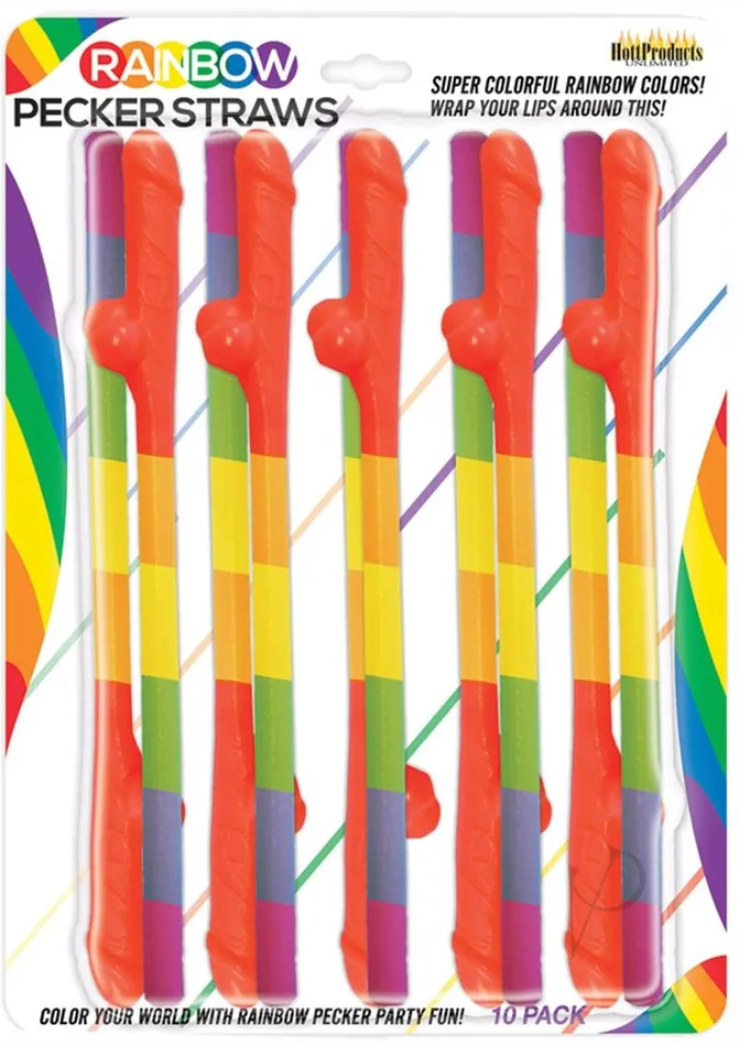 Rainbow Pecker Straws 10 Each Per Pack Rainbow Female Sex Toys