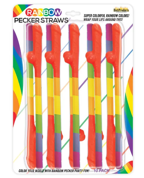 Rainbow Pecker Straws 10 Each Per Pack Rainbow Female Sex Toys