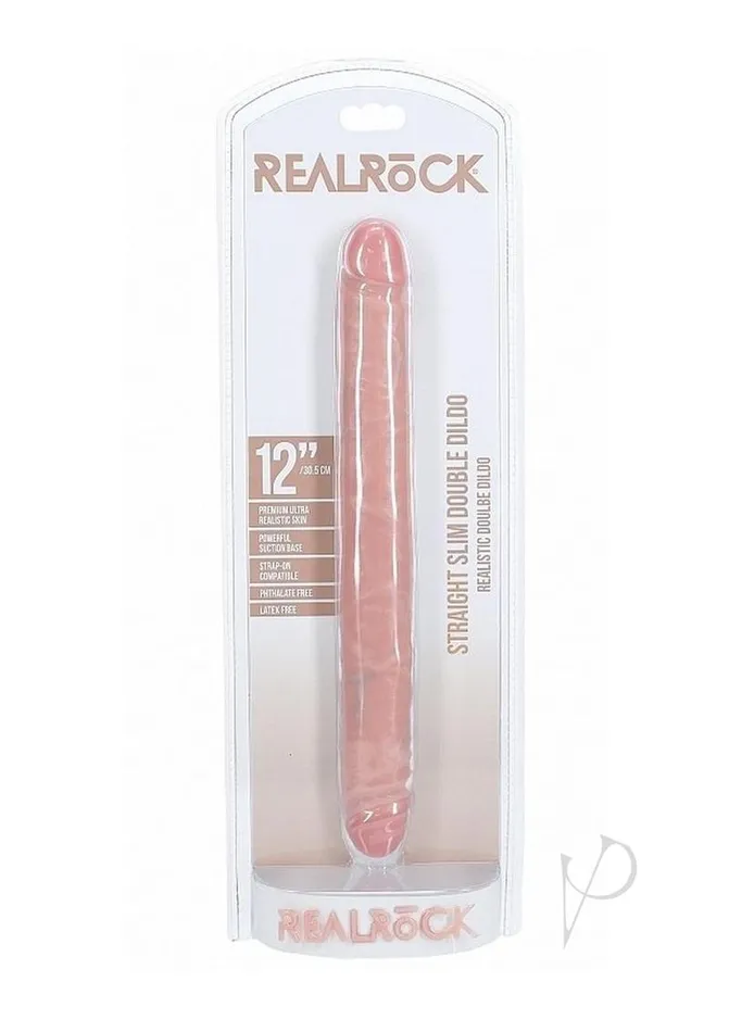 Real Rock Dildos RealRock Realistic Skin Slim Double Ended Dong 12in Vanilla Real Rock Dildos RealRock Realistic Skin Slim Double Ended Dong 12in Vanilla