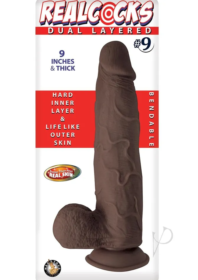 Realcocks Dildos Realcocks Dual Layered 9 Bendable Thick Dildo 9in Chocolate Realcocks Dildos Realcocks Dual Layered 9 Bendable Thick Dildo 9in Chocolate