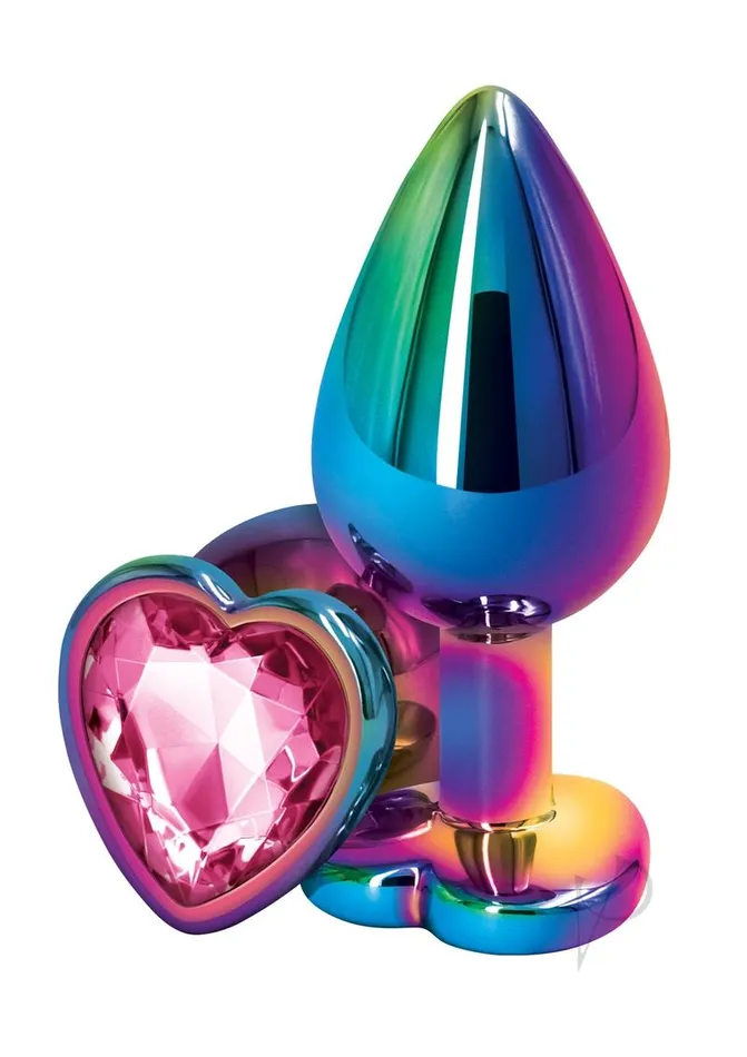 Rear Assets Multicolor Heart Anal Plug Medium Pink Rear Assets Anal