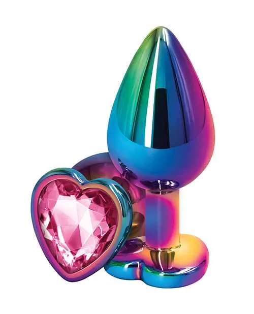 Rear Assets Multicolor Heart Anal Plug Medium Pink Rear Assets Anal