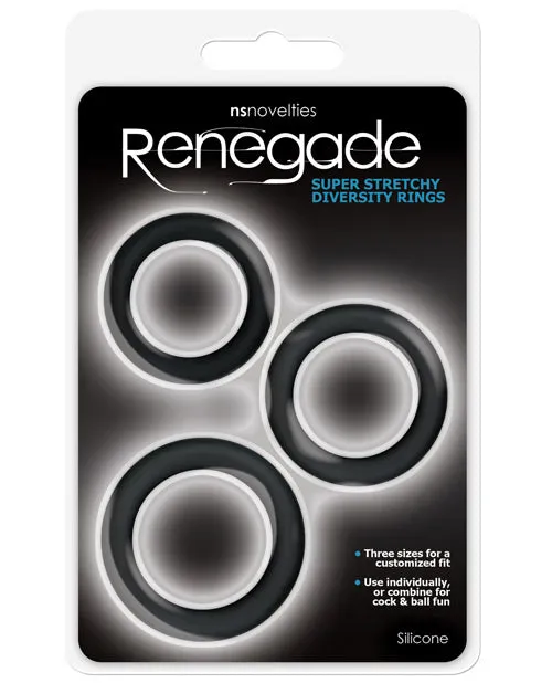 Renegade Anal Renegade Diversity Rings Black Pack of 3