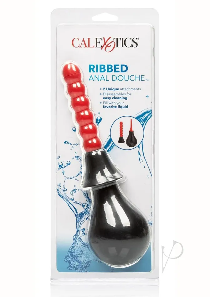 Ribbed Anal Douche Red and Black Water Systems Anal