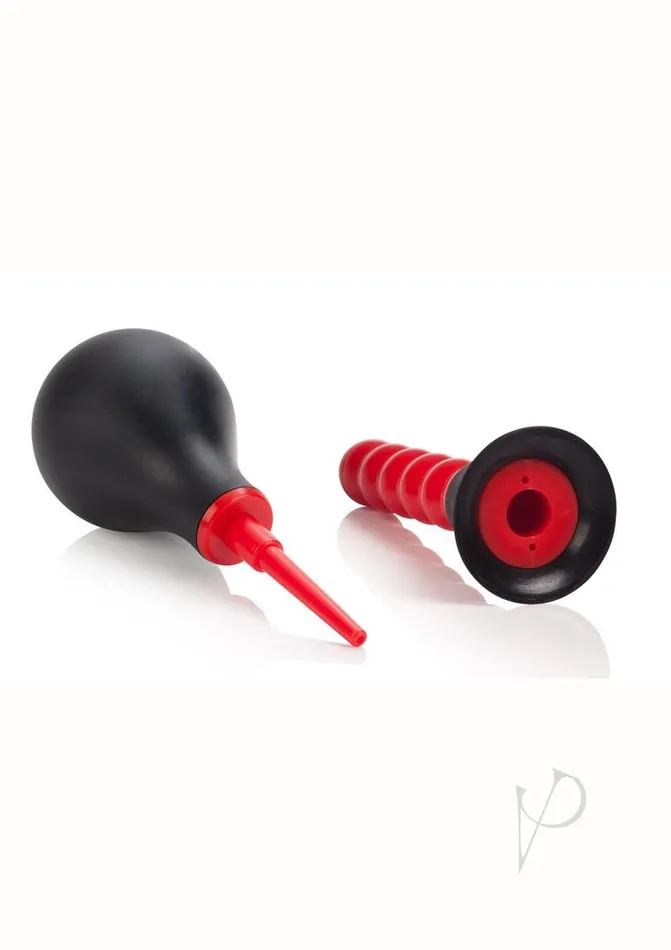 Ribbed Anal Douche Red and Black Water Systems Anal