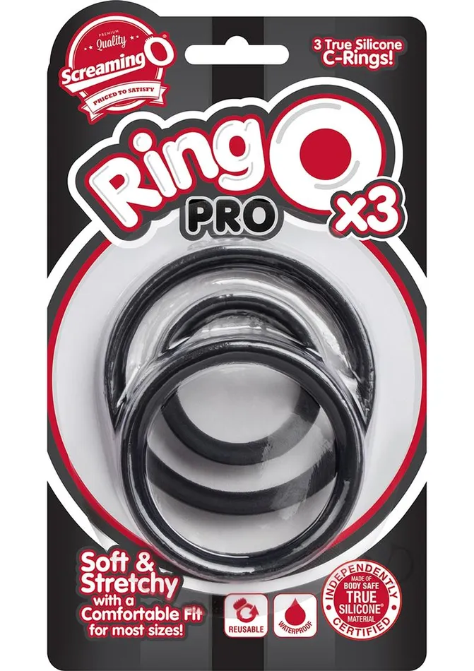 RingO Pro x3 Silicone Cock Rings Set Waterproof Black 3 piece pack Ring O Male Sex Toys RingO Pro x3 Silicone Cock Rings Set Waterproof Black 3 piece pack Ring O Male Sex Toys