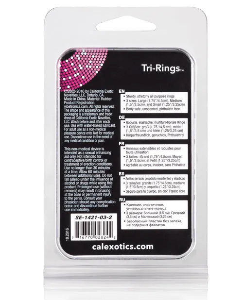 Rings Couples Tri Rings Cock Ring Set 3 Piece Set Black