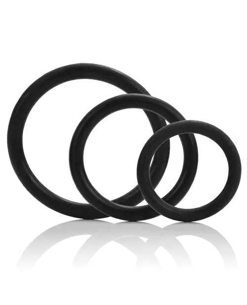 Rings Couples Tri Rings Cock Ring Set 3 Piece Set Black
