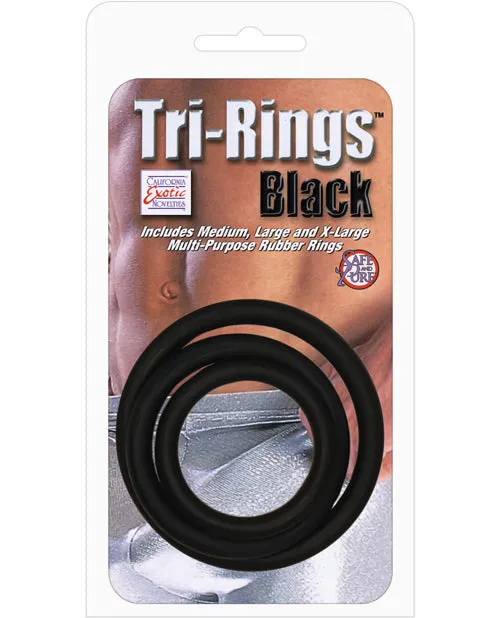 Rings Couples Tri Rings Cock Ring Set 3 Piece Set Black