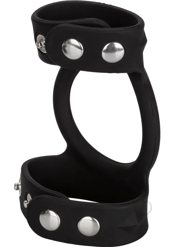 Rings Silicone TriSnap C and B Cage Cock Ring Black Male Sex Toys