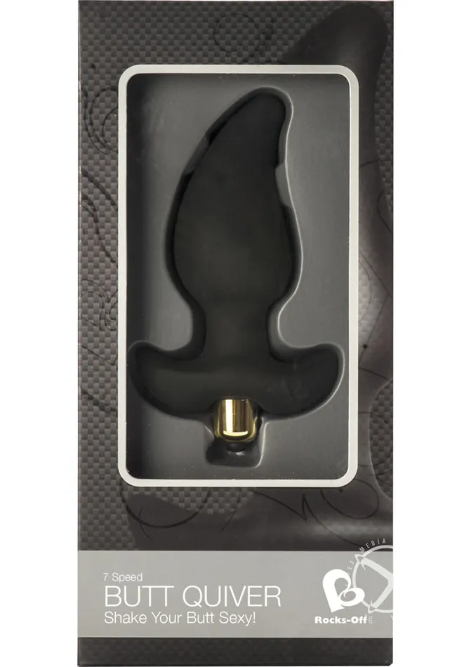 Rocks Off Anal Butt Quiver Vibrating Silicone Butt Plug Black