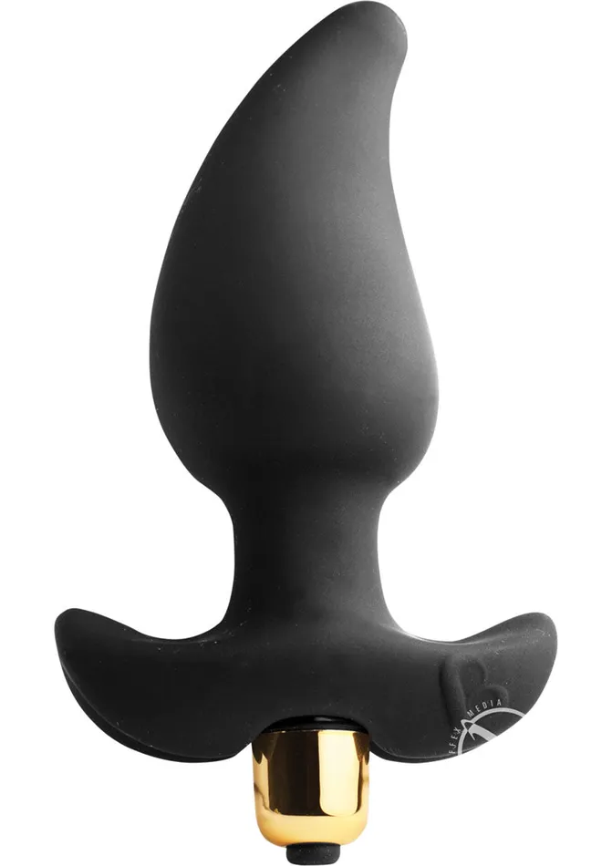 Rocks Off Anal Butt Quiver Vibrating Silicone Butt Plug Black
