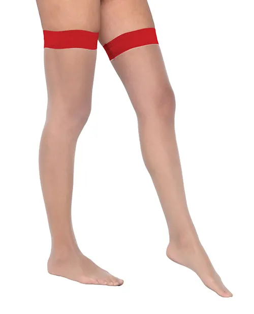Roma Confidential Vibrators Colored Silicone Stay Up Stockings Red OS