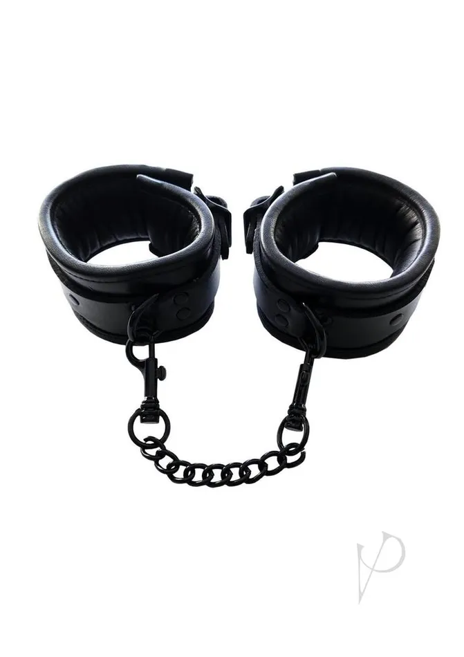 Rouge Padded Leather Ankle Cuffs Black Restraints